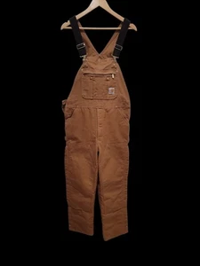 Carhartt Duck Insulated Bib Overalls 36x30 Brown Quilt Lined Workwear USA - Bild 1 von 18