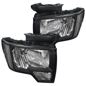 For 2009-2014 Ford F150 Black Replacement Front Headlights Head Lamps Left+Right - Picture 1 of 7