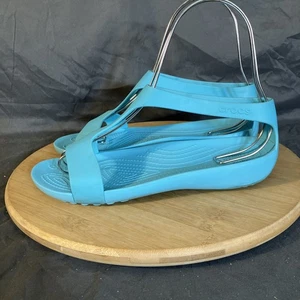 Crocs Serena Sexi bequeme Damenschuhe 9 blaue Zehenstegsandalen Fersenriemen - Bild 1 von 9