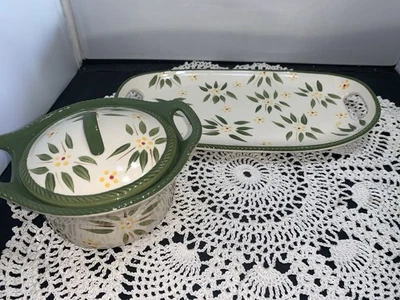 Temptations By Tara Old World verde pequeño 16 oz. "Cazuela y plato de 12,25""" Foto 1 de 4