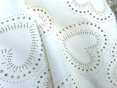lambskin leather hide Off White glove soft drapey Laser Cut & Perforated Hearts - Image 1 of 4