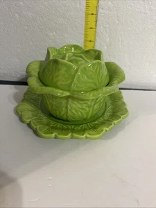 Vintage Kohl Keramik Terrine mit Deckel & Teller Set grünes Blatt Geschirr - Bild 1 von 14