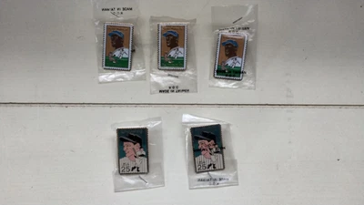 Vintage USPS Lou Gehrig Jackie Robinson Metal Postage Stamp Pin LOT - Image 1 of 4