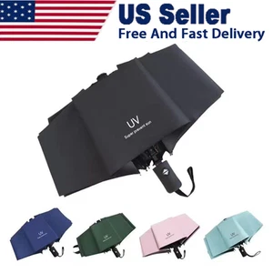 Automatic Black Umbrella Anti-UV Sun/Rain Windproof 3 Folding Compact Umbrella - Picture 1 of 32