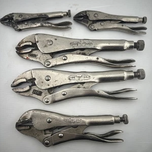 Lote de 5 Alicates de Bloqueo de Mandíbula Curvada con Empuñadura de Tornillo Grande 5,7 y 10WR Hechos en EE. UU. - Imagen 1 de 5