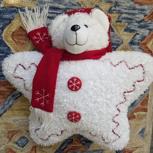 COSTCO Star Pillow Christmas Holiday Polar Bear 18" x 18" Item# 897651 - Picture 1 of 5