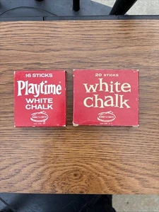(2) Vintage Binney & Smith White Chalk in Red Box - Picture 1 of 4