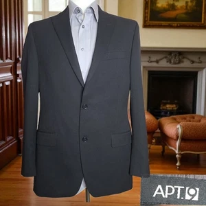 Apt. 9 Jacket Blazer Mens 40L Black Double Vented Peak Wool - Picture 1 of 10