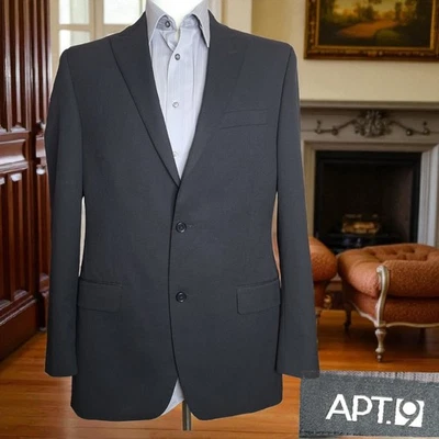 Apt. 9 Jacket Blazer Mens 40L Black Double Vented Peak Wool - Image 1 of 4