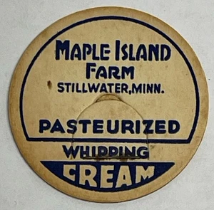 Tappo bottiglia latte vintage MAPLE ISLAND FARM DAIRY, acqua morta, MN Minnesota - Foto 1 di 2