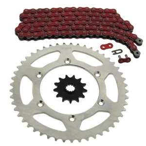 Kawasaki KLX400 KLX 400 2003 rojo cadena sin junta tórica y piñón plata 13/49 116L - Imagen 1 de 4