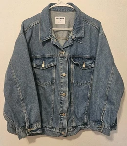 Vecchia giacca jeans denim navy taglie forti 3X donna blu autunno estate classica - Foto 1 di 5