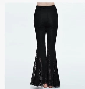 Leggings donna Devil moda pizzo nero grande campana svasati gotico boho zingari - Foto 1 di 17