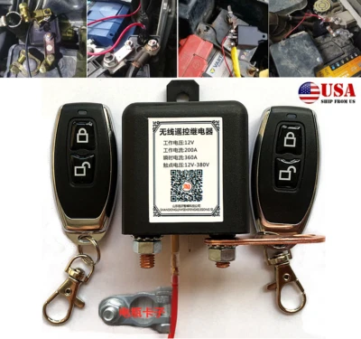 Car Battery Isolator Disconnect Kill Master Switch Relay W/2PCS Remote Control - Image 1 of 4
