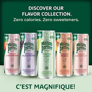Maison Perrier Forever Peach Flavored Sparkling Water, 11.15 Fl Oz Cans, 8 Count - Picture 1 of 8