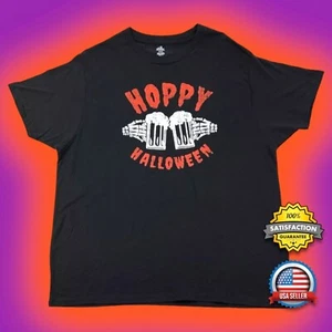 MEN'S XL Hoppy Halloween Party T-Shirt Graphic Tee Skeleton Beer Black Pun Bar - Picture 1 of 13