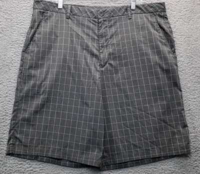 Ashworth Golf Shorts Mens Size 42W Gray Plaid Slash Pockets High Rise Flat Front - Image 1 of 4