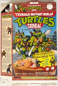 TEENAGE MUTANT NINJA TURTLES *1989 FOLDED BOX FLAT* Ralston Cereal TOYS / MASK - Picture 1 of 2