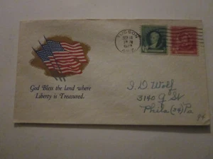 WWII US 1943 TUCSON ARIZONA Patriotic CURTISS CACHET GOD BLESS THE LAND WHERE - Picture 1 of 4