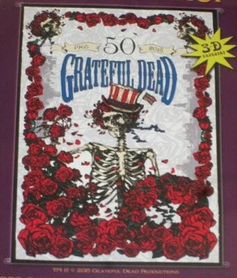 Nuevo 3D 50 Aniversario Grateful Dead Tapiz Regalo Colgante de Pared Esqueleto Calavera Foto 1 de 2
