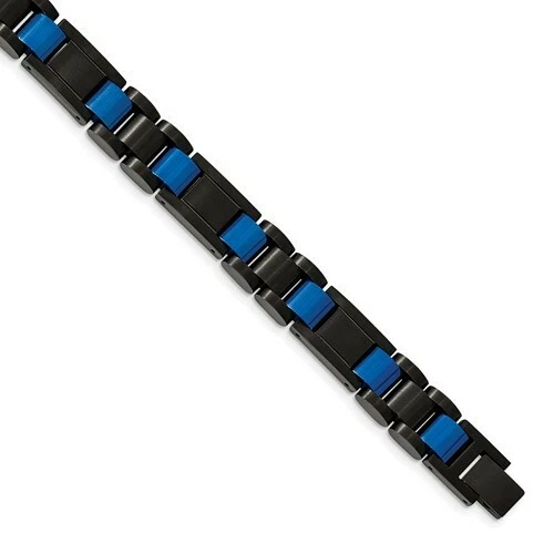 *BRAND NEW* Chisel Stainless Steel Black & Blue IP-plated Bracelet SRB1954-8.75 - Image 1 of 4