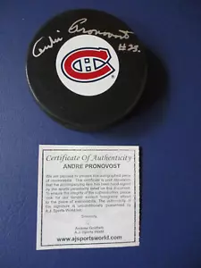 Disco de Hockey Andre Pronovost Montreal Canadiens Firmado Oficial de la NHL AJ Sports * - Imagen 1 de 3