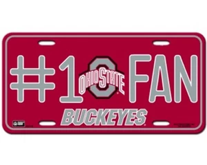 OFFIZIELL LIZENZIERTES OHIO STATE BUCKEYES ALUMINIUM NUMMERNSCHILD "#1 FAN", Autogröße, - Bild 1 von 1