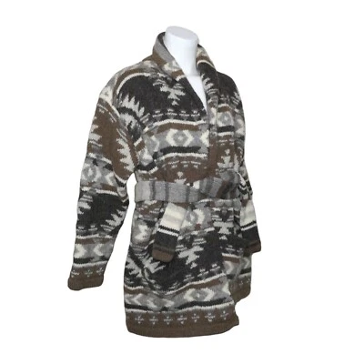 Cárdigan de Colección Lauren Ralph Lauren Talla MP Tejido a Mano Azteca Navajo Cinturón Cuello Chal Foto 1 de 4