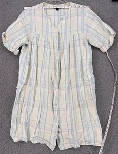 Miss Elaine Morgenmantel XL gelb blau kariert Full Snap Front Nachthemd Morgenmantel Taschen - Bild 1 von 11