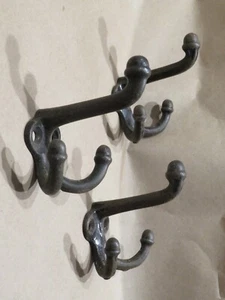 3 Prong Decorative Cast Iron Hat Coat Hook LOT Of 3 Vintage - Picture 1 of 7