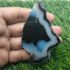 228 CT Natural Black Banded Onyx Rough, Onyx Agate Polished Gemstone, Onyx Slice - Bild 1 von 4