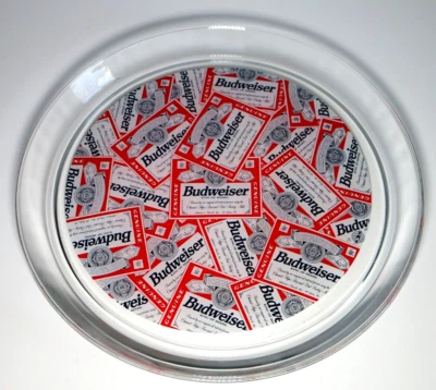 Budweiser Label 13" Solid Glass Serving Platter Indiana Glass Anheuser-Busch - Image 1 of 4