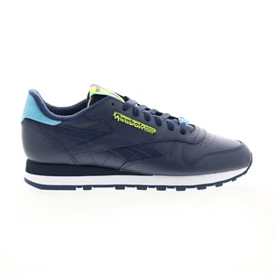 Zapatillas deportivas Reebok clásicas de cuero para hombre de cuero azul con cordones estilo de vida - Imagen 1 de 8