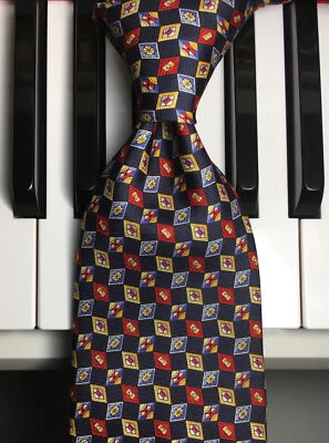 Corbata de seda a cuadros diamantes multicolor de lujo Charles Rose/Londres (nueva) Foto 1 de 4