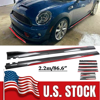Carbon Fiber Look 86.6" Side Skirt Extension Spoiler Splitter For Mini Cooper Foto 1 de 4