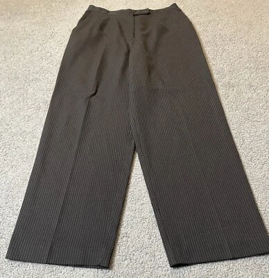 NY & Co Women’s Dress Pants 12 Wide Leg Black Beige Pinstripes Career USA Made - Image 1 of 4