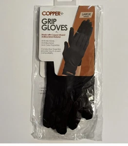 Copper + (Plus) Grip Gloves Black /Unisex Large  Antibacterial / Copper Infused - Picture 1 of 2
