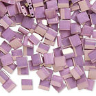 50 Miyuki Tila 2 Hole Square Glass Beads 5MM Opaque Picasso Iris & Matte Colors