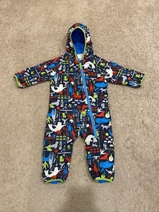 PATAGONIA Baby Reversible Puff Ball Bunting Snow Suit BLUE Animal Size 3-6 Month - Picture 1 of 12