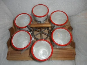 HEARTH & AND HAND WITH MAGNOLIA RED ENAMELWARE CUPS & METAL DRINK CADDY SET NEW - Picture 1 of 4