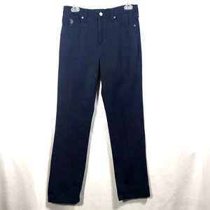 U S Polo Assn Youth Boys 16 Pants Straight Leg Adjustable Waist Studded Navy - Picture 1 of 10