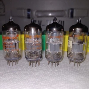 FOUR 1966 MULLARD Amperex Selected Tekronixs 'GA0' 'B6xx' DimpleDisk ECC88 6DJ8 - Picture 1 of 24