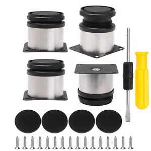 Furniture Cabinet Metal Legs Adjustable Stainless Steel Kitchen Feet Round Bl... - Picture 1 of 7