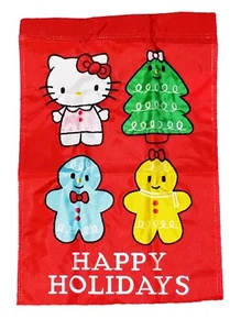 HELLO KITTY HAPPY HOLIDAYS MINI FLAG~12"x18"~TREE~GINGERBREAD - Picture 1 of 1