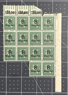 SELLO 1923 ALEMANIA IMPERIO ALEMÁN 8 CHUFEND MÁS DE 30 VERDE 8/30 Bloque de 14 MNH Foto 1 de 4
