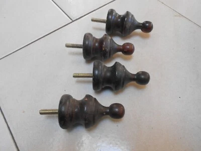 4 Eléments de décoration Anciens Toupies en bois Napoléon III - Photo 1/3