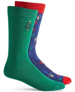 Club Room Holiday 2 Pack Crew Socks Holiday Lights Green Blue One Size - Picture 1 of 5