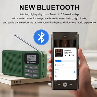 LCD Solar DAB DAB+ Digital Radio FM Rechargeable Bluetooth Music Player Portable - Image 1 of 4