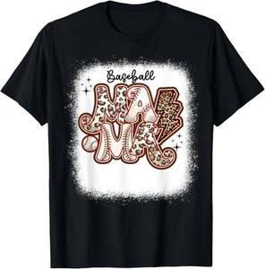 Softball Baseball Mom Leopard Tee Mother's Day T-Shirt Hoodie - Picture 1 of 11