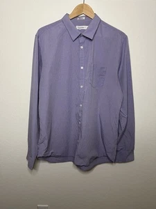 Calvin Klein Shirt Mens XL/TG Purple Stripped Long Sleeve Casual - Picture 1 of 8